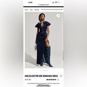 NWOT AKIRA CHELSEA BUTTON SIDE DENIM MAXI DRESS